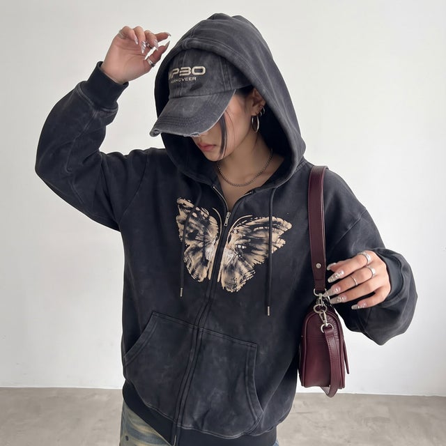 バタフライブリーチビッグパーカー （ブラック）