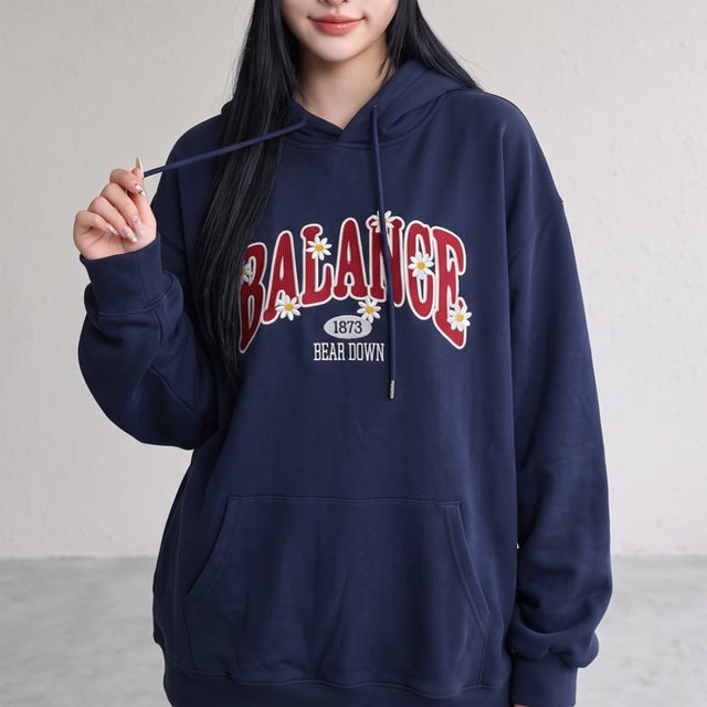 刺繍ハナロゴビッグパーカー （ネイビー）