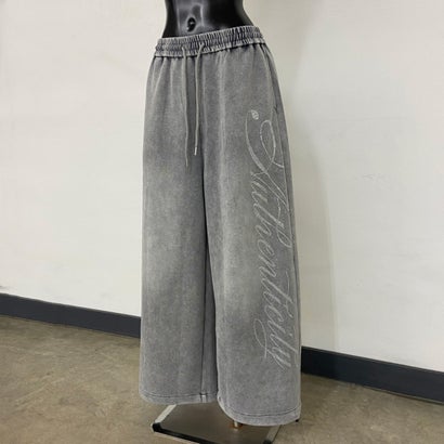 ストーンロゴカットワイドパンツ （ブラック）｜詳細画像