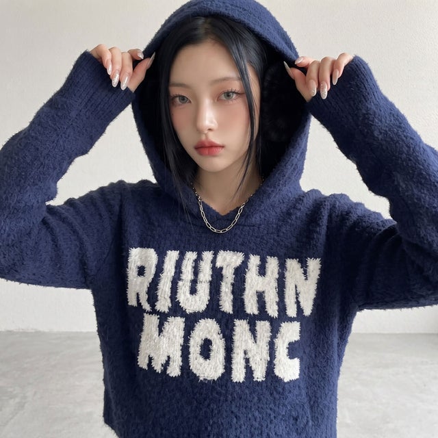 ロゴフードプルオーバー （ネイビー）