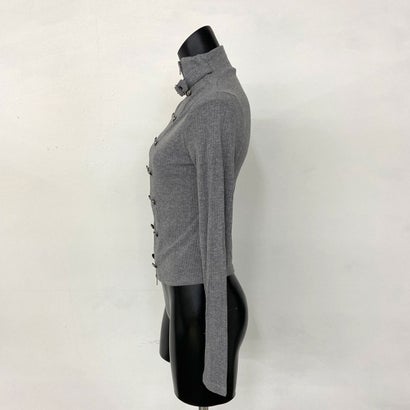 ノンヘッジ non-hedge リブボタンスタンドZIPトップス （グレー）｜詳細画像