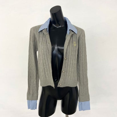 ノンヘッジ non-hedge シャツアンサンブル風ケーブルニットプルオーバー （オフホワイト）｜詳細画像