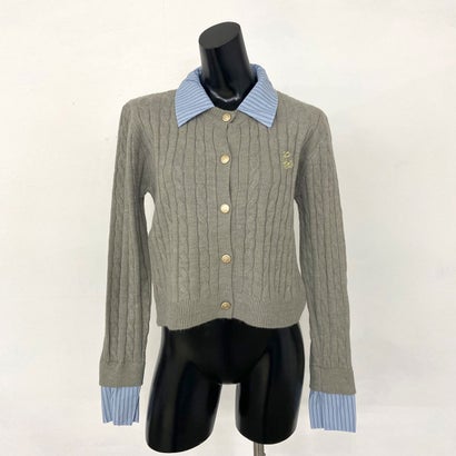 ノンヘッジ non-hedge シャツアンサンブル風ケーブルニットプルオーバー （オフホワイト）｜詳細画像