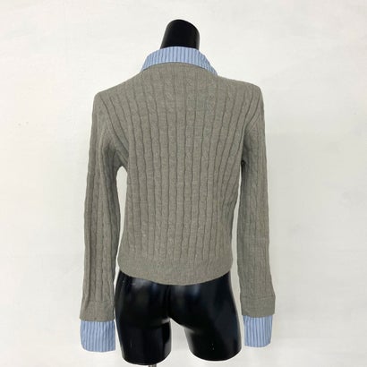 ノンヘッジ non-hedge シャツアンサンブル風ケーブルニットプルオーバー （ネイビー）｜詳細画像