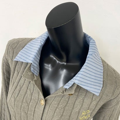 ノンヘッジ non-hedge シャツアンサンブル風ケーブルニットプルオーバー （ネイビー）｜詳細画像