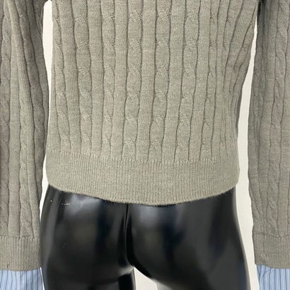 ノンヘッジ non-hedge シャツアンサンブル風ケーブルニットプルオーバー （ネイビー）｜詳細画像