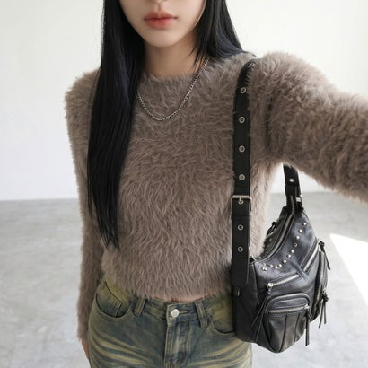 ノンヘッジ non-hedge シャギーニットショートプルオーバー （モカ）｜詳細画像