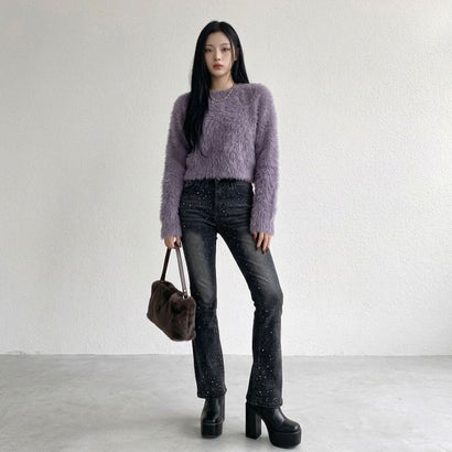 ノンヘッジ non-hedge シャギーニットショートプルオーバー （モカ）｜詳細画像
