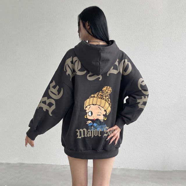 BETTYBOOPバックロゴパーカー （チャコール）