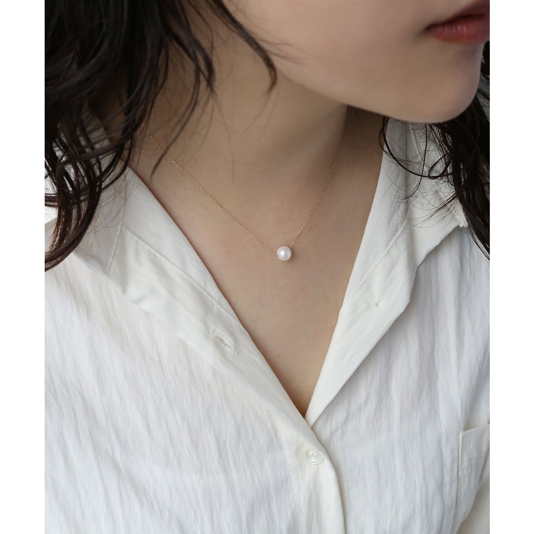 コレカラ colleca la K10 YG/PG 1粒アコヤパールのネックレス （ピンク 【新品】一粒アコヤパール ネックレス k10WG