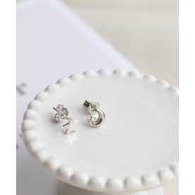 [silver925]星と月のスタッドピアス〈金属アレルギー対応〉 （シルバー）