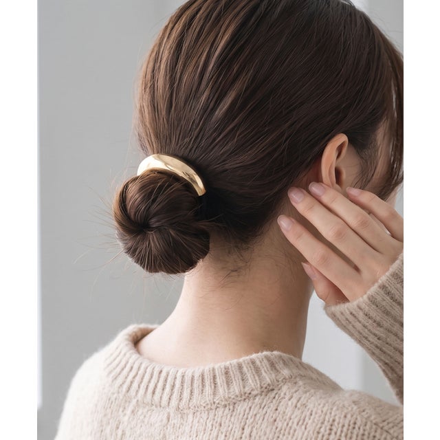 シンプル アーチ型メタルヘアゴム （ゴールド）