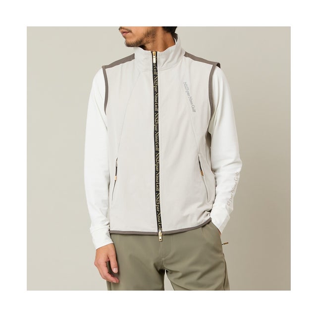 【Men's】バックロゴジップベスト （ベージュ）