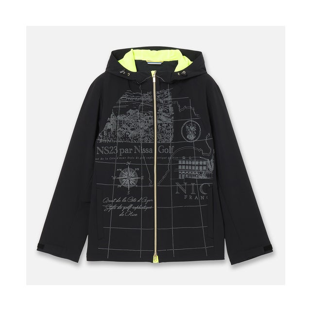 【Men's】GORDUR地図プリントパーカー （ブラック）