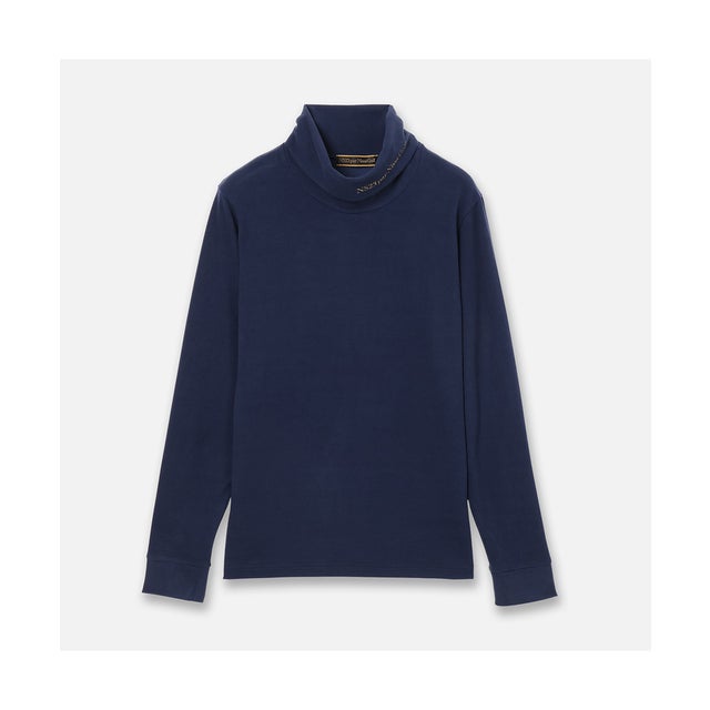 【Men's】吸湿発熱モックネック （ダークブルー）