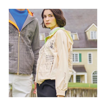 エヌエス23・パー・ニッサゴルフ NS23 par Nissa Golf 【Women's／耐久・防シワ・撥水】地図プリントパーカー （ブラック）｜詳細画像