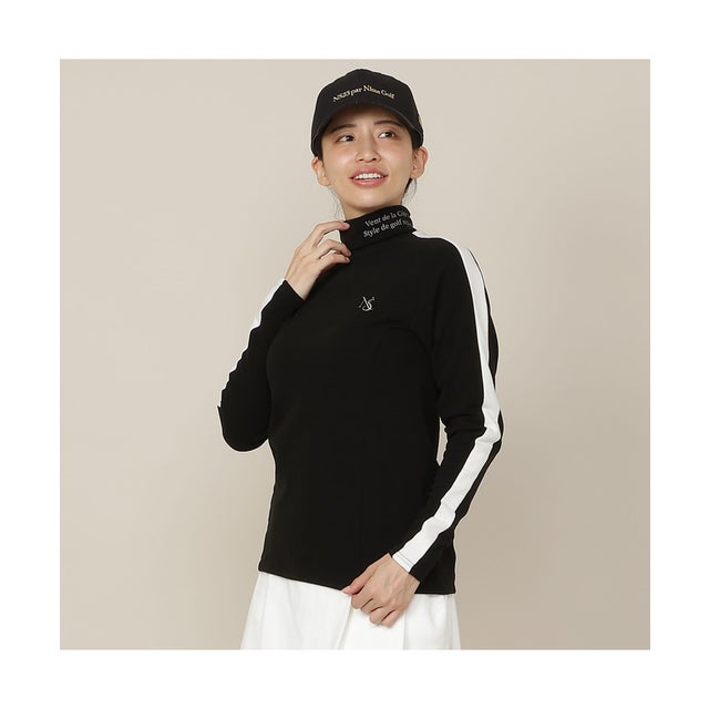 【Women's】吸湿発熱モックネック （ブラック）