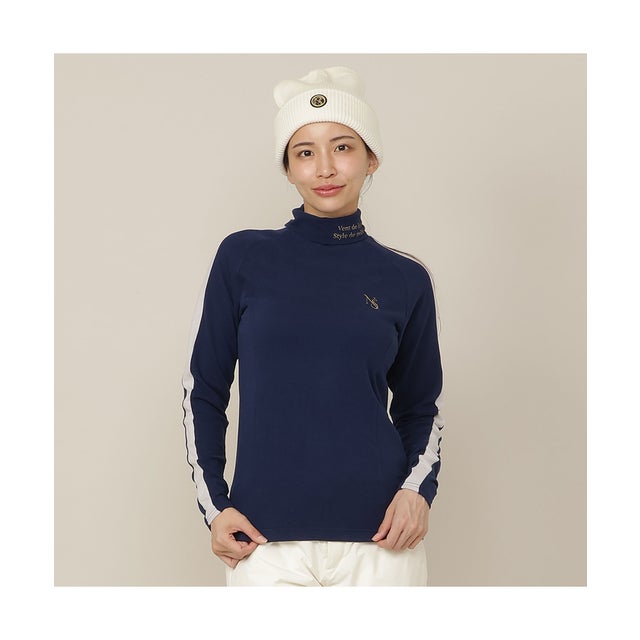 【Women's】吸湿発熱モックネック （ダークブルー）