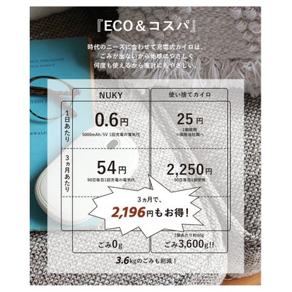 充電式カイロ モニター付き【返品不可商品】 （ラテ）｜詳細画像