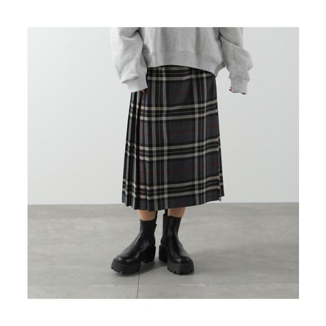 ONEIL of DUBLIN スカート 5073 丈74cm ウール チェック柄 （STRGFW/グレー）