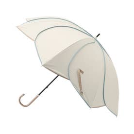 【紫外線遮蔽率99.9％以上/遮光率99.9％以上/晴雨兼用/日傘/UVカット/熱中症対策】バイカラーパイピング 長傘 （ホワイト(001)）