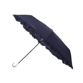 フェミニンフリル ミニ 雨傘 折りたたみ傘 （ネイビー(094)）