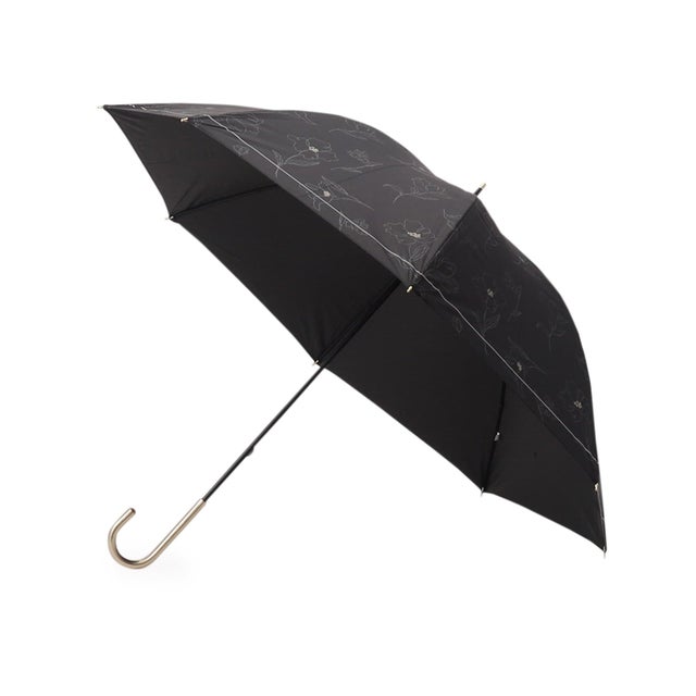 
                    遮光率100％ UVカット率100％ 大きめ55㎝ 遮光フラワードローイング 日傘 晴雨兼用 長傘 （ブラック(019)）