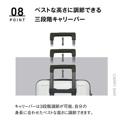 正規品1年保証 スーツケース 機内持ち込み フロントオープン Sサイズ キャリーケース 拡張 38L-44L拡張可能 Anetos OT-0918-49 （アイボリー）｜詳細画像