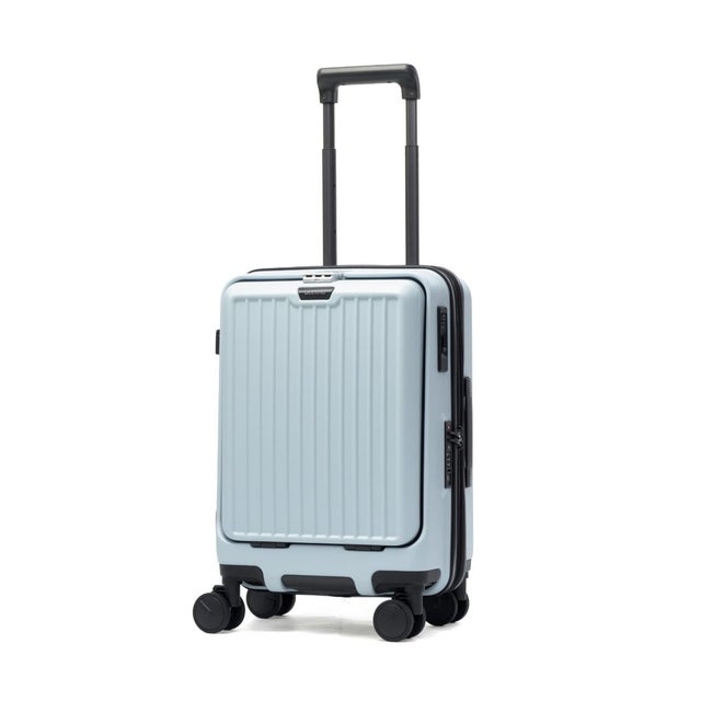 正規品1年保証 スーツケース 機内持ち込み フロントオープン Sサイズ キャリーケース 拡張 38L-44L拡張可能 Anetos OT-0918-49 （ベビーブルー）