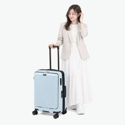 正規品1年保証 スーツケース フロントオープン Mサイズ キャリーケース 拡張 前開き ワンタッチ式 60/69L拡張可能 Anetos OT-0918-58 （シルバー）｜詳細画像