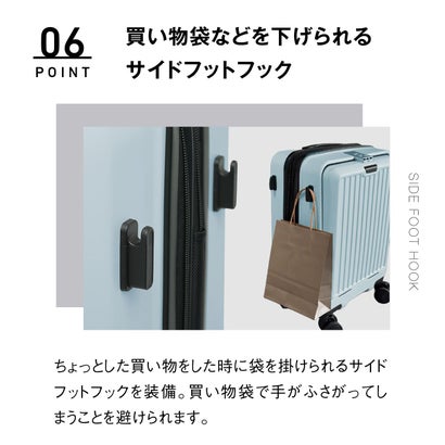 正規品1年保証 スーツケース フロントオープン Mサイズ キャリーケース 拡張 前開き ワンタッチ式 60/69L拡張可能 Anetos OT-0918-58 （ベビーブルー）｜詳細画像