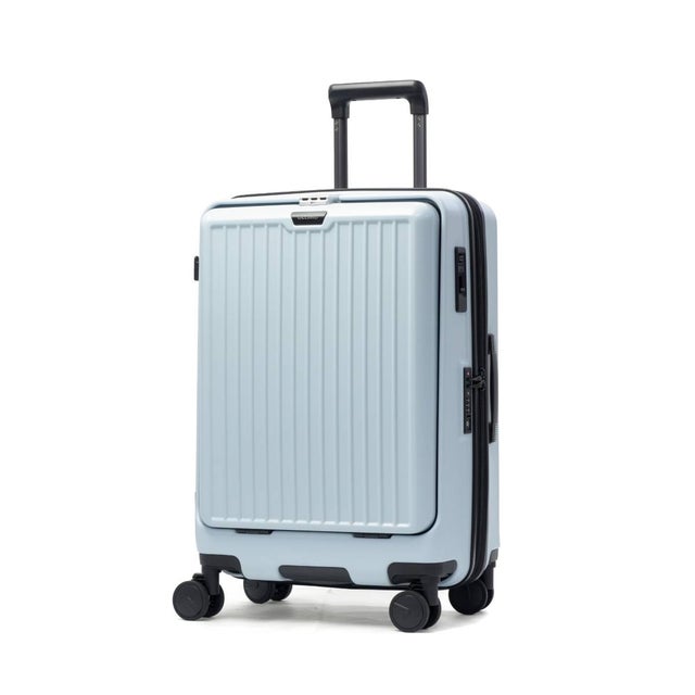 正規品1年保証 スーツケース フロントオープン Mサイズ キャリーケース 拡張 前開き ワンタッチ式 60/69L拡張可能 Anetos OT-0918-58 （ベビーブルー）