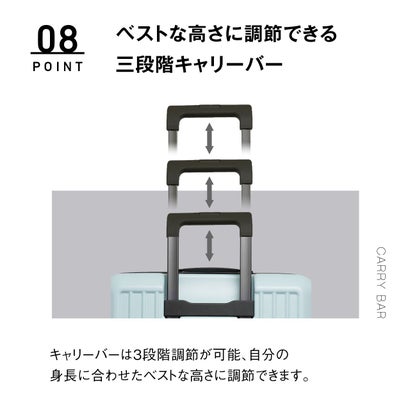 正規品1年保証 スーツケース フロントオープン Mサイズ キャリーケース 拡張 前開き ワンタッチ式 60/69L拡張可能 Anetos OT-0918-58 （ブラック）｜詳細画像