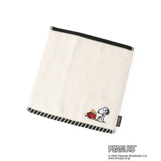 ◆SNOOPY ミニタオル ふわふわ イニシャル （ホワイト(002)）