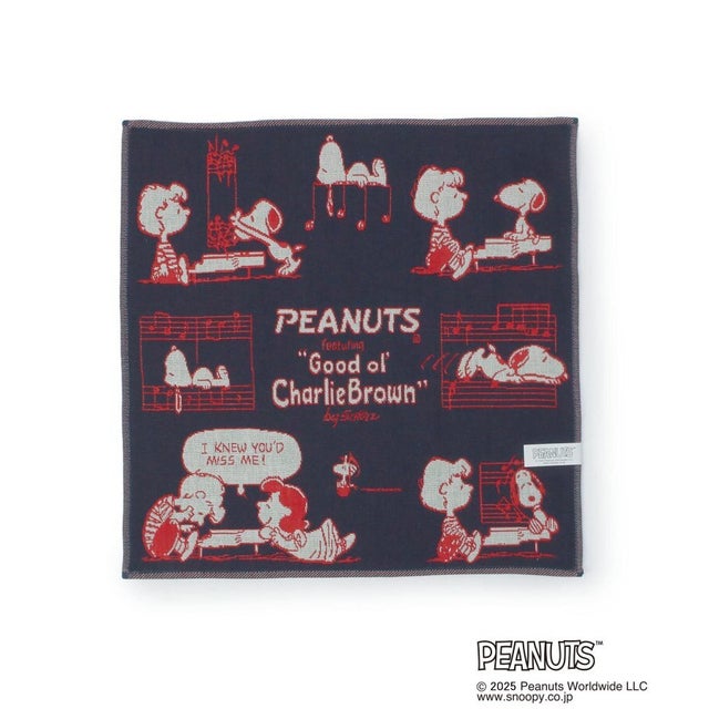 ◆SNOOPY 三重ガーゼハンカチ ピアノ （ネイビー(994)）
