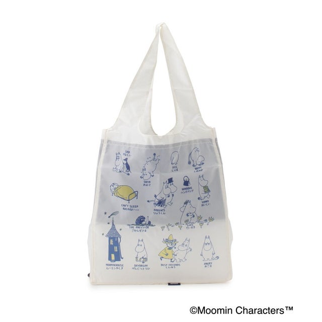 ◆MOOMIN 底板付きエコバッグ ワイド （ブルー(993)）