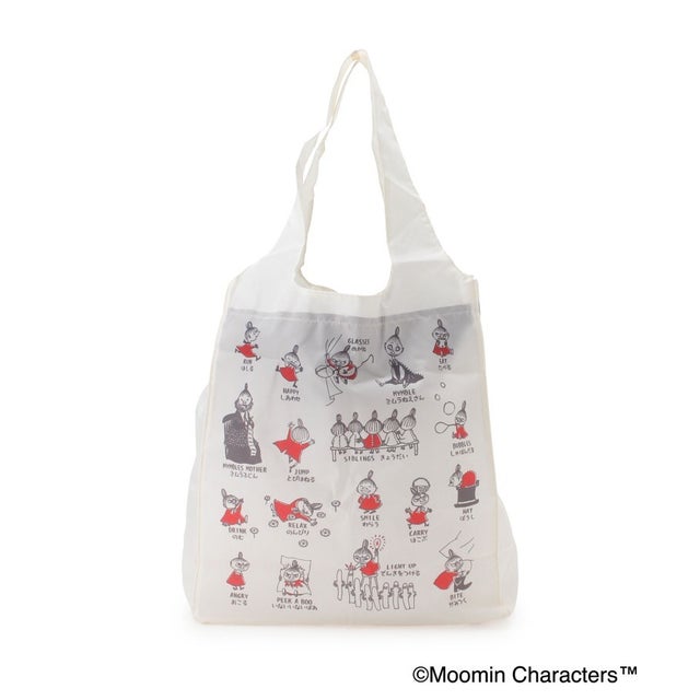 ◆MOOMIN 底板付きエコバッグ ワイド （レッド(962)）