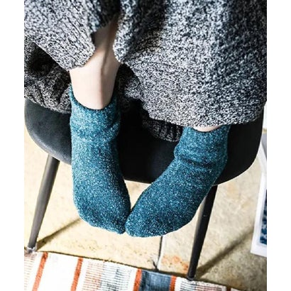 【オンライン限定/あったか】モコモコソックス 先丸 ショート丈 （ブルー(993)）｜詳細画像