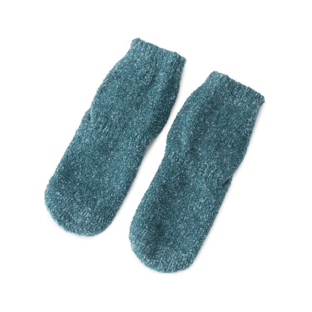 【オンライン限定/あったか】モコモコソックス 先丸 ショート丈 （ブルー(993)）