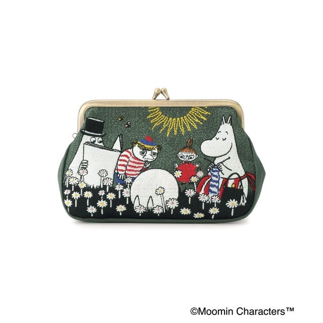 ◆MOOMIN 畳刺繍ペンポーチ がま口 （グリーン(922)）