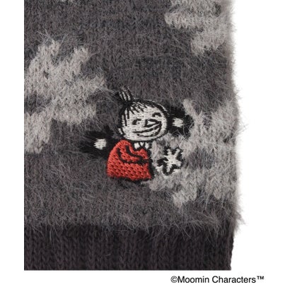 ◆【あったか】MOOMIN グローブ指無フェザー ミイ刺繍花柄 （ベージュ(952)）｜詳細画像