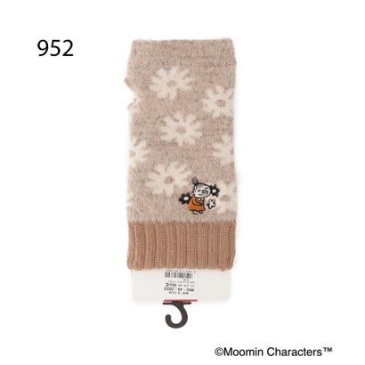 ◆【あったか】MOOMIN グローブ指無フェザー ミイ刺繍花柄 （ベージュ(952)）｜詳細画像