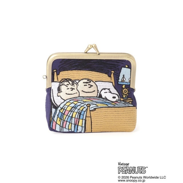 ◆SNOOPY 畳刺繍ペンポーチ ミニがま口 （ブラック(919)）