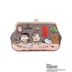 ◆SNOOPY 畳刺繍ペンポーチ がま口 （パープル(983)）