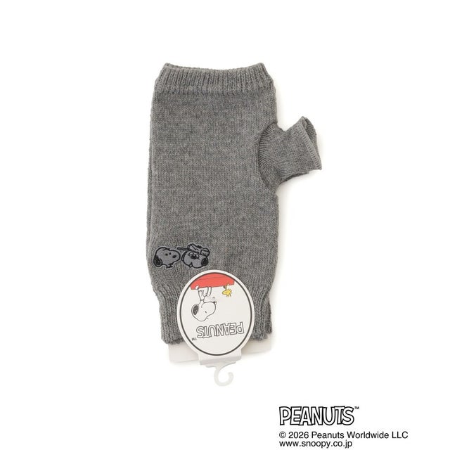 ◆【あったか】SNOOPY アームカバー 指付刺繍スヌーピー&オラフ （グレー(912)）