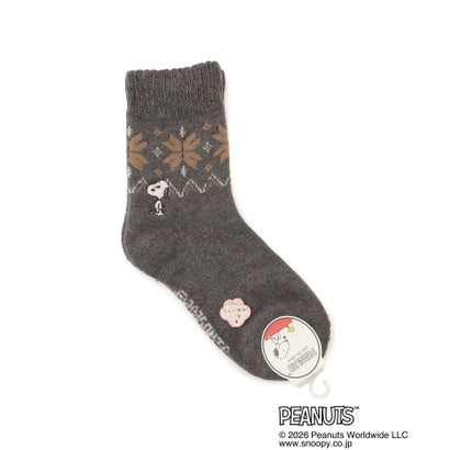 ワンズテラス one'sterrace ◆SNOOPY ホームソックス 毛MIXSP刺繍 （チャコールグレー(913)）｜詳細画像