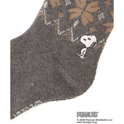 ワンズテラス one'sterrace ◆SNOOPY ホームソックス 毛MIXSP刺繍 （チャコールグレー(913)）｜詳細画像