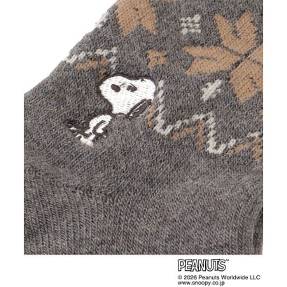 ワンズテラス one'sterrace ◆SNOOPY ホームソックス 毛MIXSP刺繍 （チャコールグレー(913)）｜詳細画像