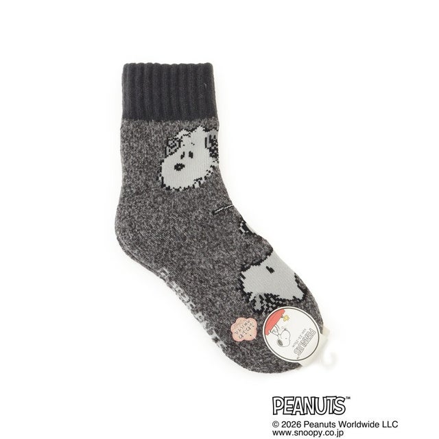 ◆SNOOPY ホームソックス MIXオラフ&アンディ （チャコールグレー(913)）