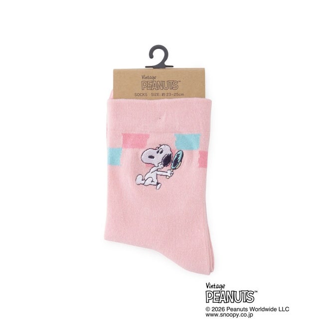 ◆SNOOPY 刺繍クルーソックス （ベージュ(952)）